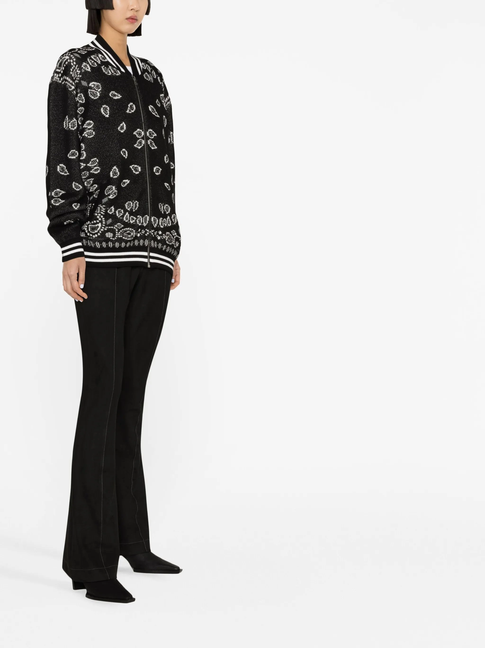 bandana-print intarsia-knit bomber Luke Knitwear