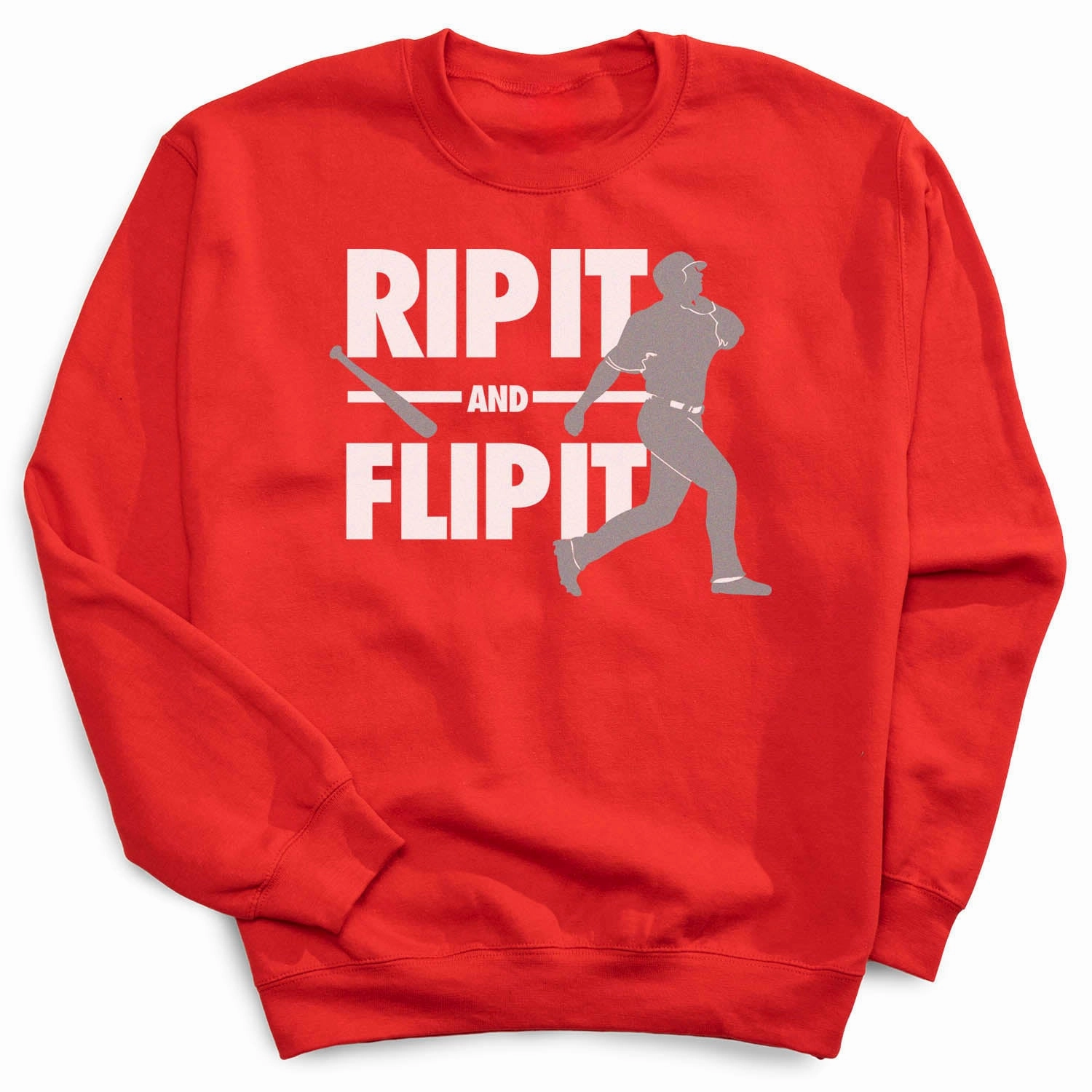 Custom 3 4 Zip Sweatshirts Baseball Crewneck Sweatshirt - Rip It Flip It