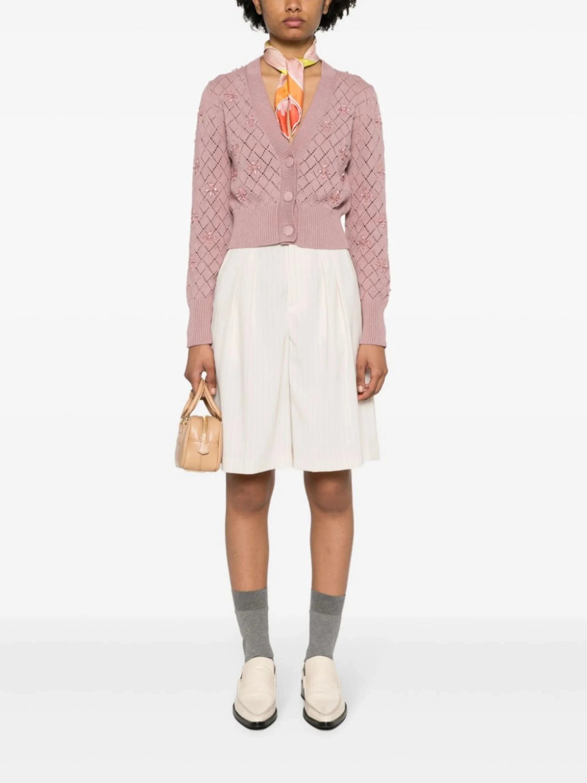 bead-embellished pointelle-knit cardigan House Of Fraser Knitwear