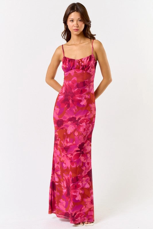 Textured Maxi Dress Shannon Mesh Floral Maxi Dress