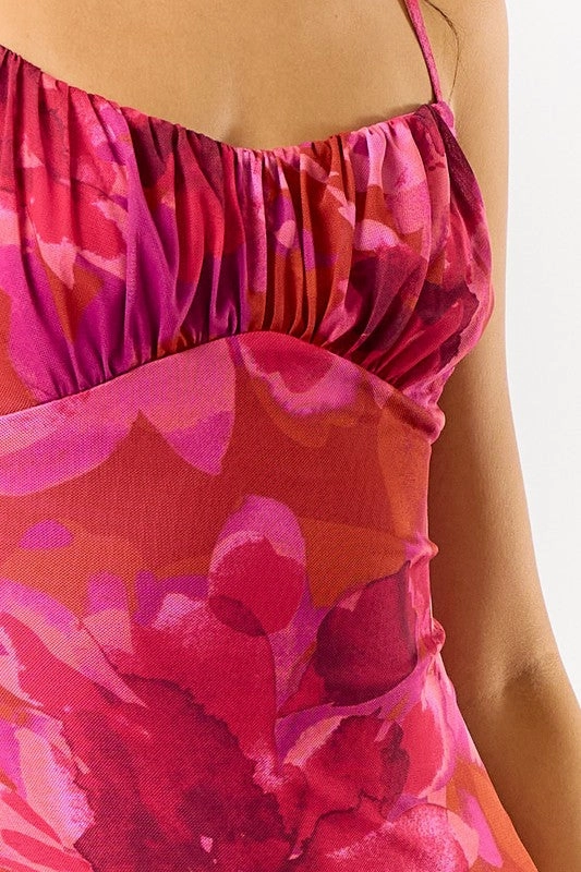 Shannon Mesh Floral Maxi Dress Painterly Striped Maxi Dress