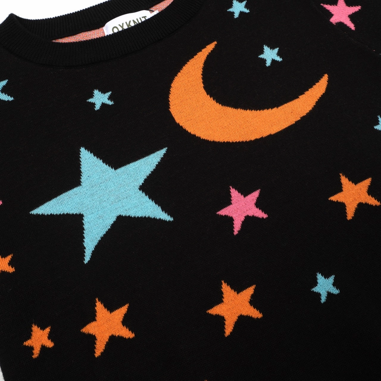 Women's black star moon jacquard knitwear Foret Knitwear