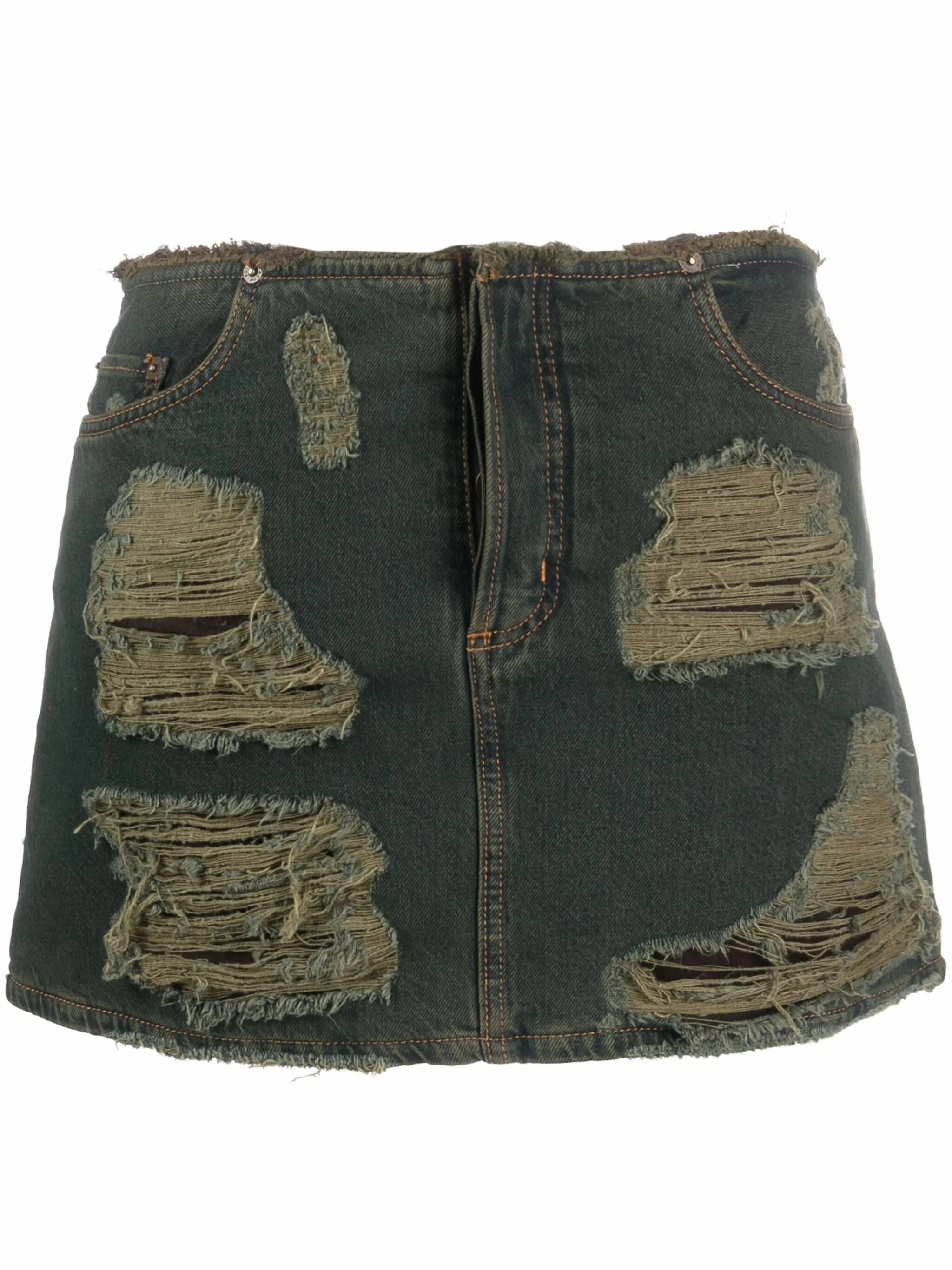 Vintage Dress Shop distressed-effect denim skirt