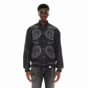 Coats For Boy Toddlers Cult of Individuality Men's Paisley Varsity Jacket