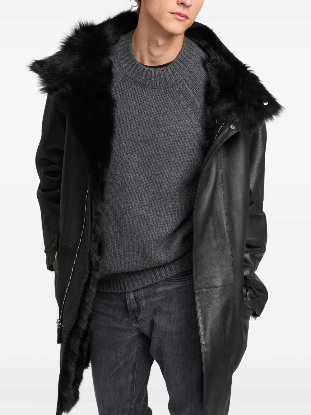 Long Warm Winter Coats YVES SALOMON - Men Toscana Lambskin Jacket