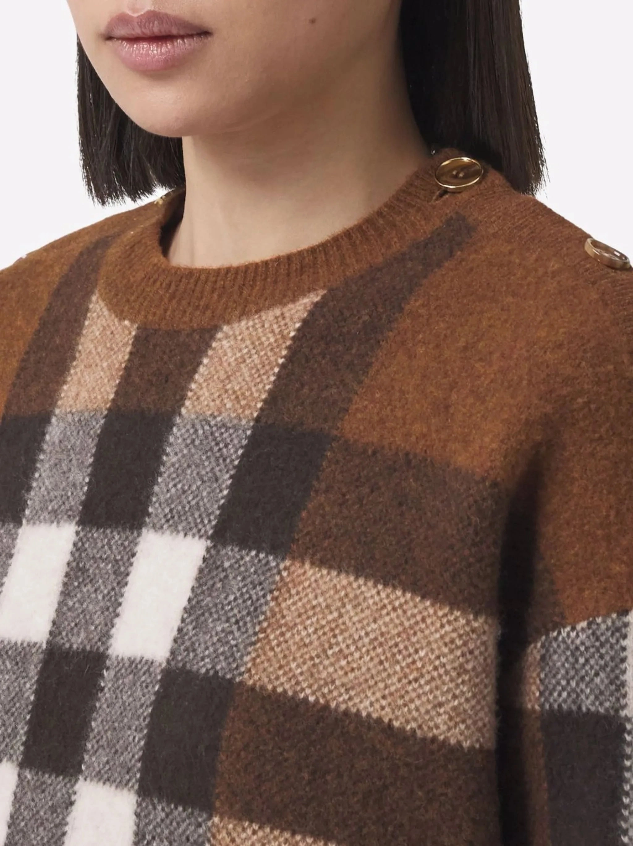 Cotton Traders Knitwear check wool-cashmere jumper