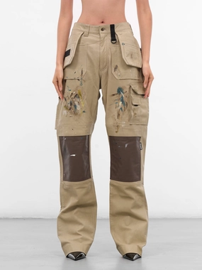Beige Painted Leather Cargo Pants (PA01972-5002-TAUPE) Camo Cargo Pants