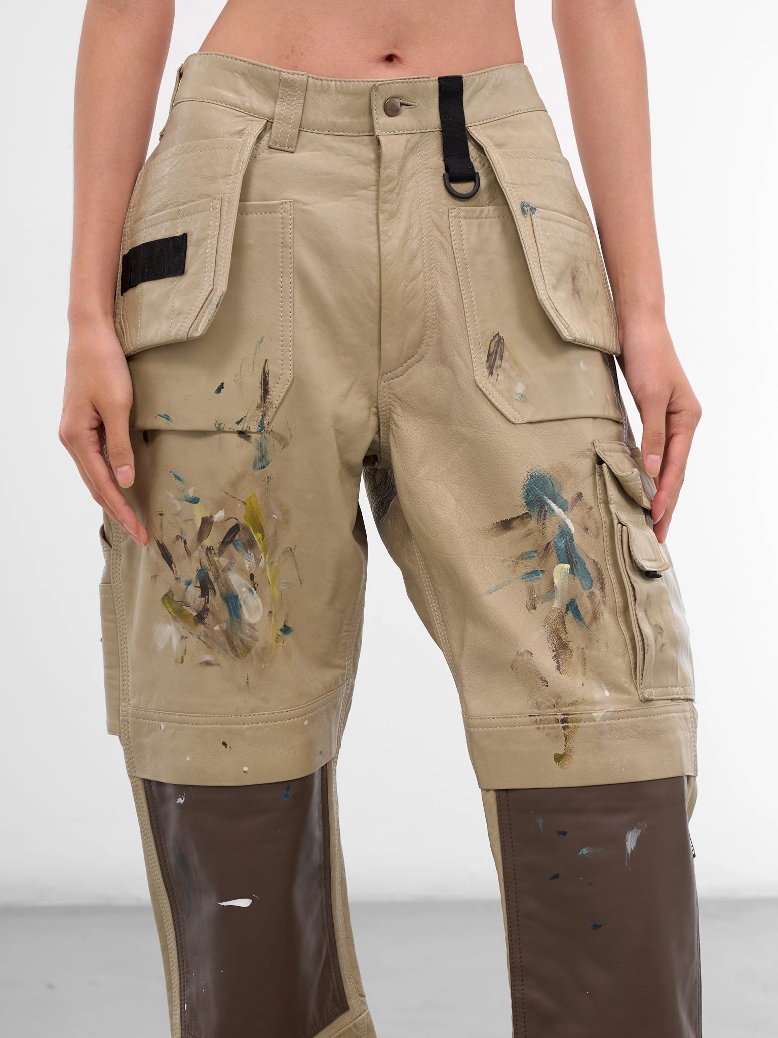 Beige Painted Leather Cargo Pants (PA01972-5002-TAUPE) American Eagle Army Cargo Pants