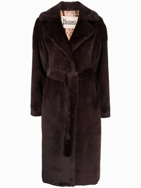 belted faux fur coat Velvet Duster Coats