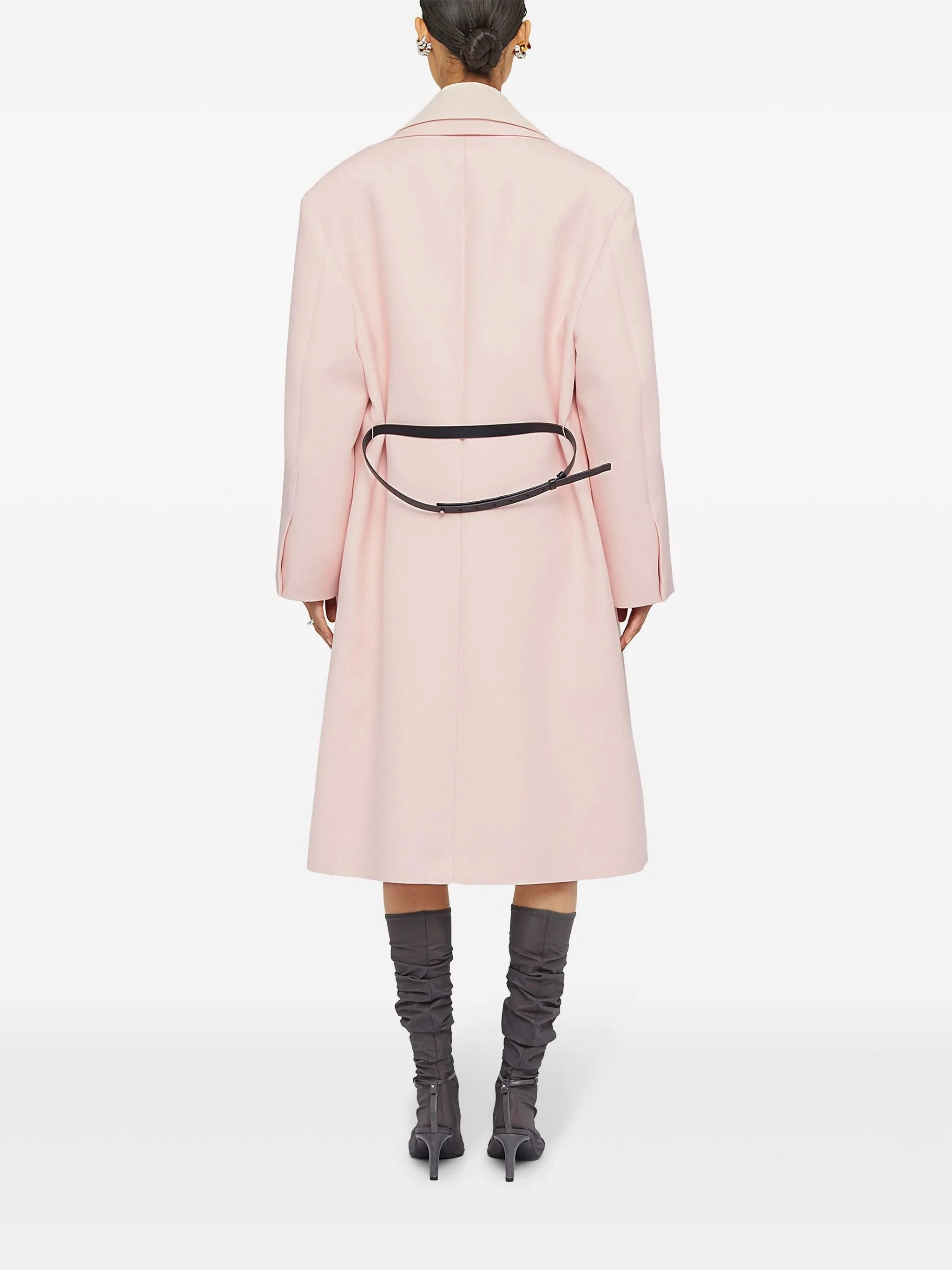 belted peak-lapel coat Macy Fur Coats