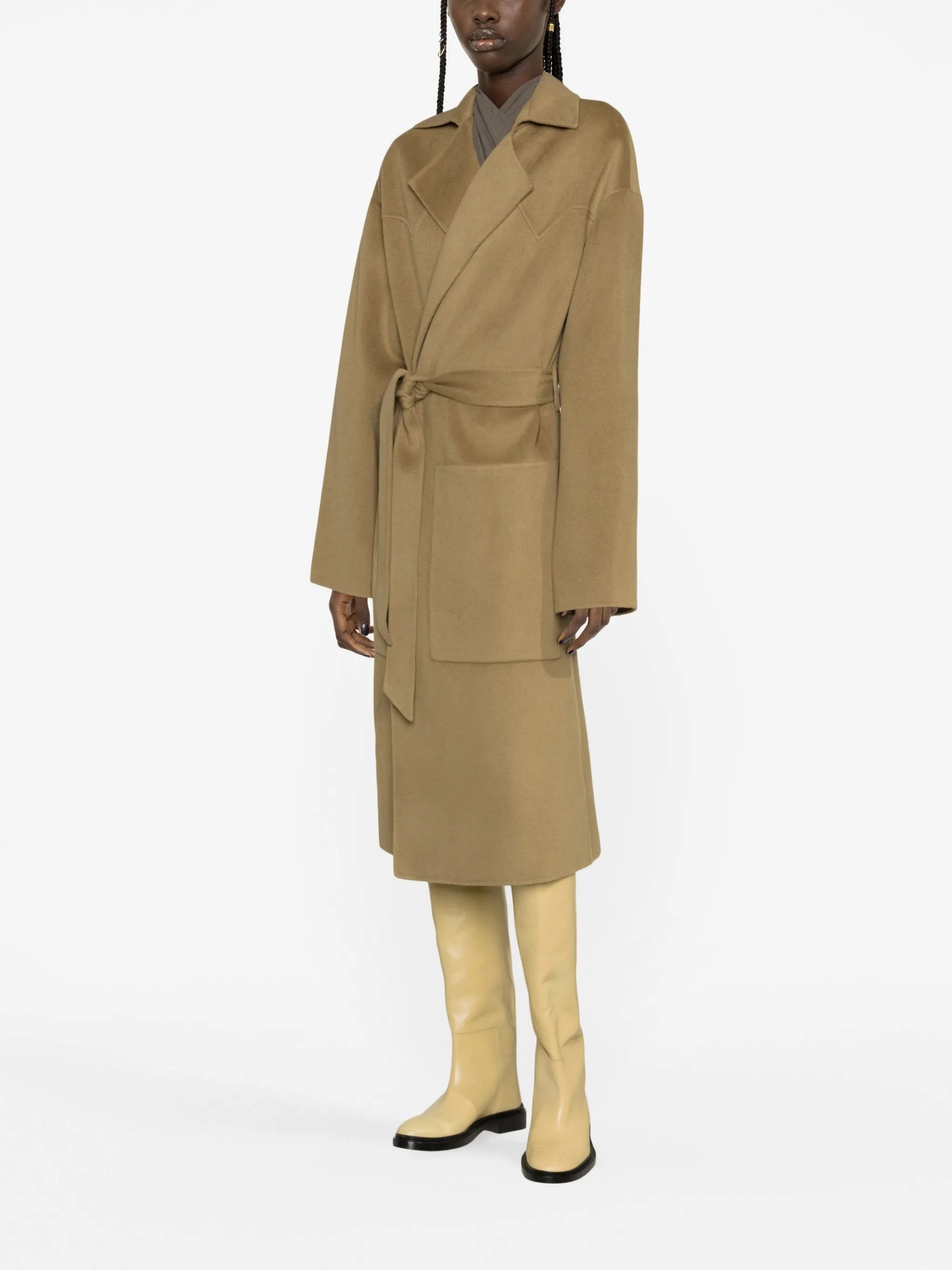 Coats Zippers belted wool-blend coat