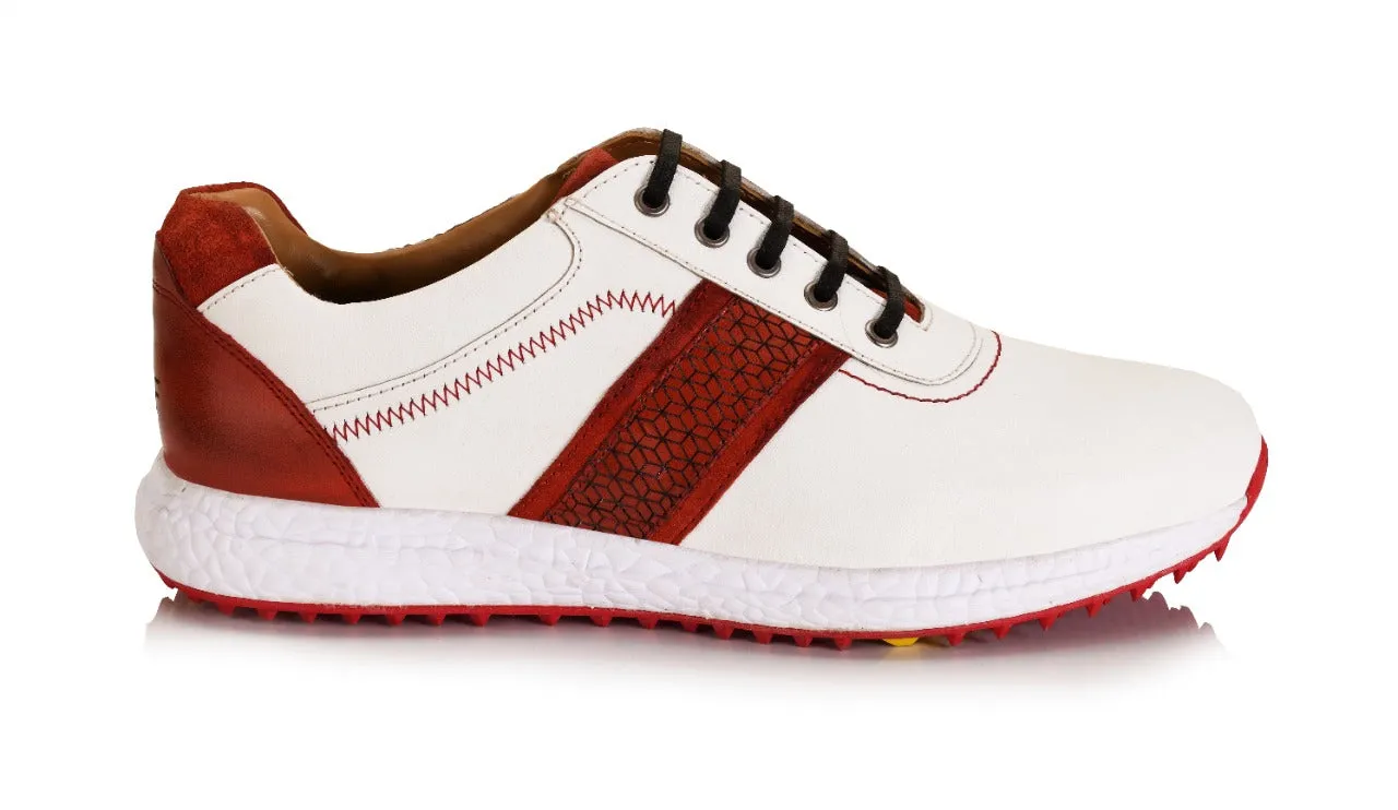 Berlin White Red-Golf Shoes High Top Waterproof Shoes