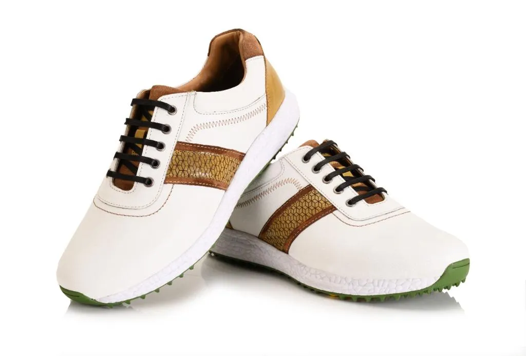 Berlin White Yellow-Golf Shoes Best Mtb Waterproof Shoes