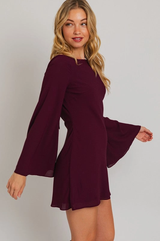 Long Sleeve Petite Mini Dress Beverly Bell Sleeve Mini Dress
