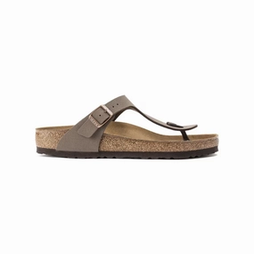 Straw Bottom Flip Flops Birkenstock Gizeh  Birkibuc Women's Leather Thong Sandals Mocha 43751