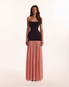 Princess Tiana Wedding Dress Black&Pink dress with a pleated skirt, Parisienne