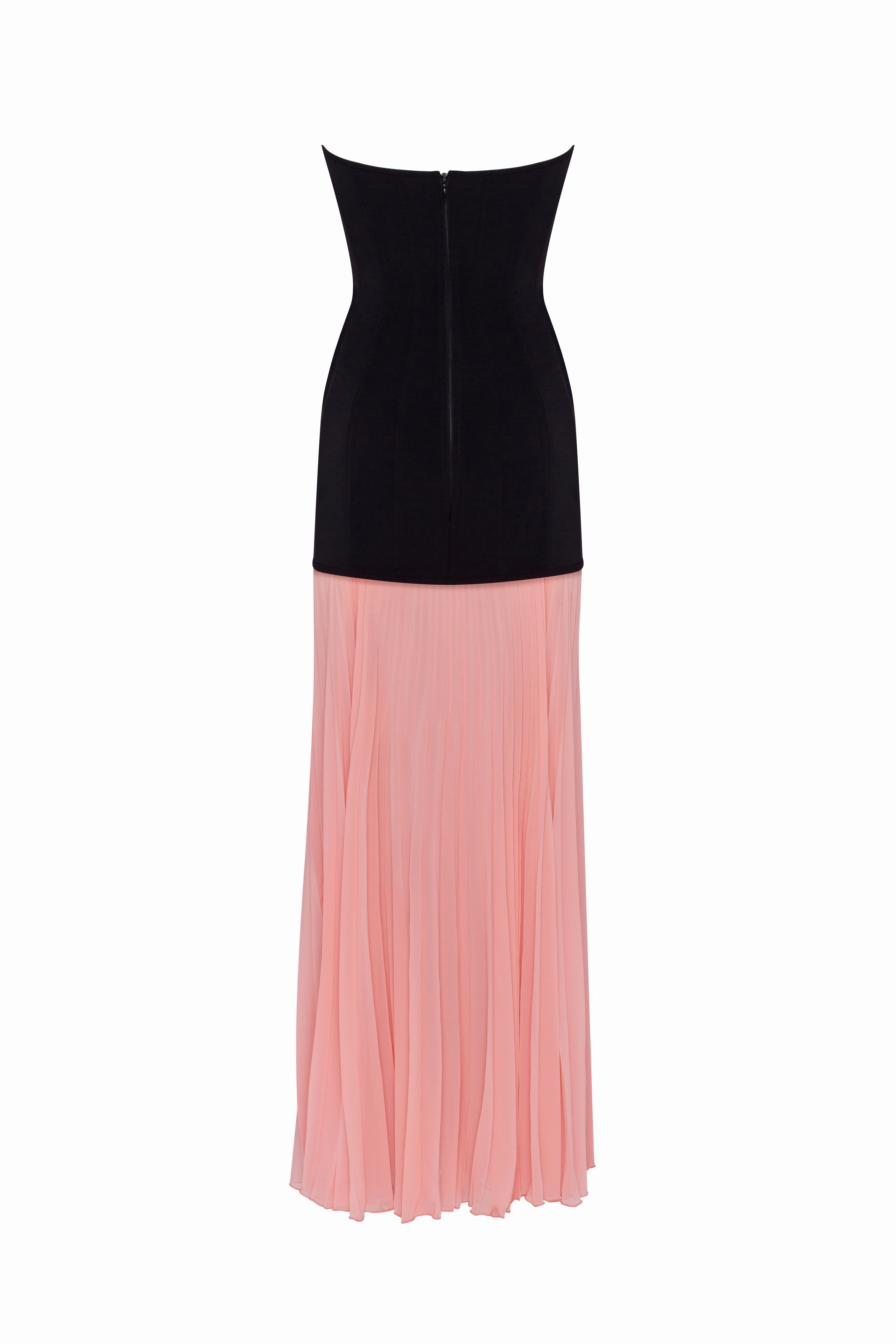 Halter Neckline Bridesmaid Dress Black&Pink dress with a pleated skirt, Parisienne