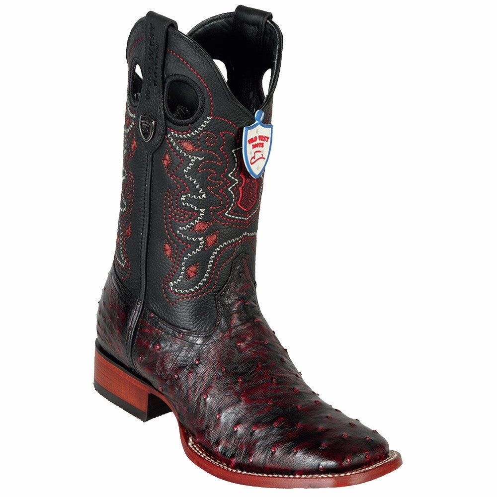 Burgundy Western Boots Black Cherry Ostrich Cowboy Boots