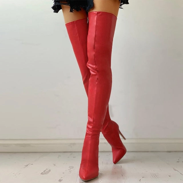 Knee High Boots Heeled Black Sexy Over The Knee High Heel Boots