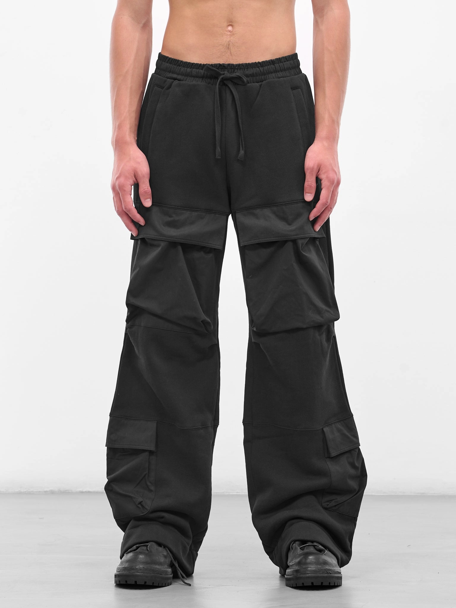 Youth Cargo Pants Black Wide Leg Utility Sweatpants (ES2341-SOOT)
