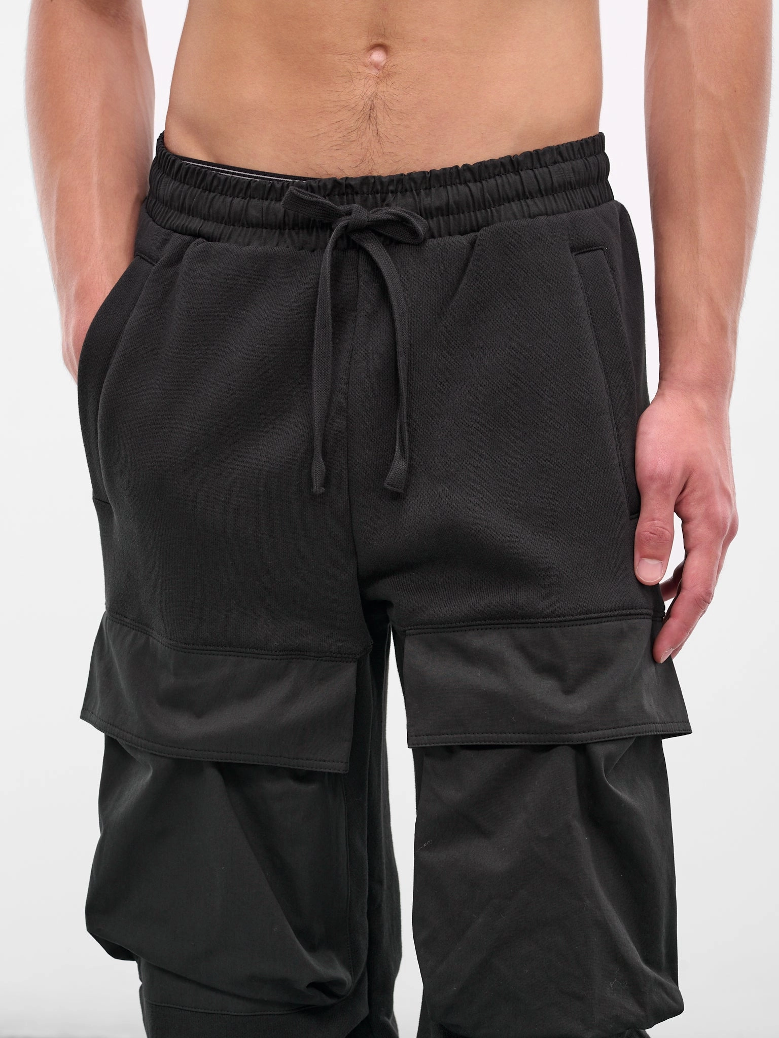 Rotate Cargo Pants Black Wide Leg Utility Sweatpants (ES2341-SOOT)