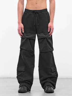 Wide Leg Cargo Pants Outfit Black Wide Leg Utility Sweatpants (ES2341-SOOT)