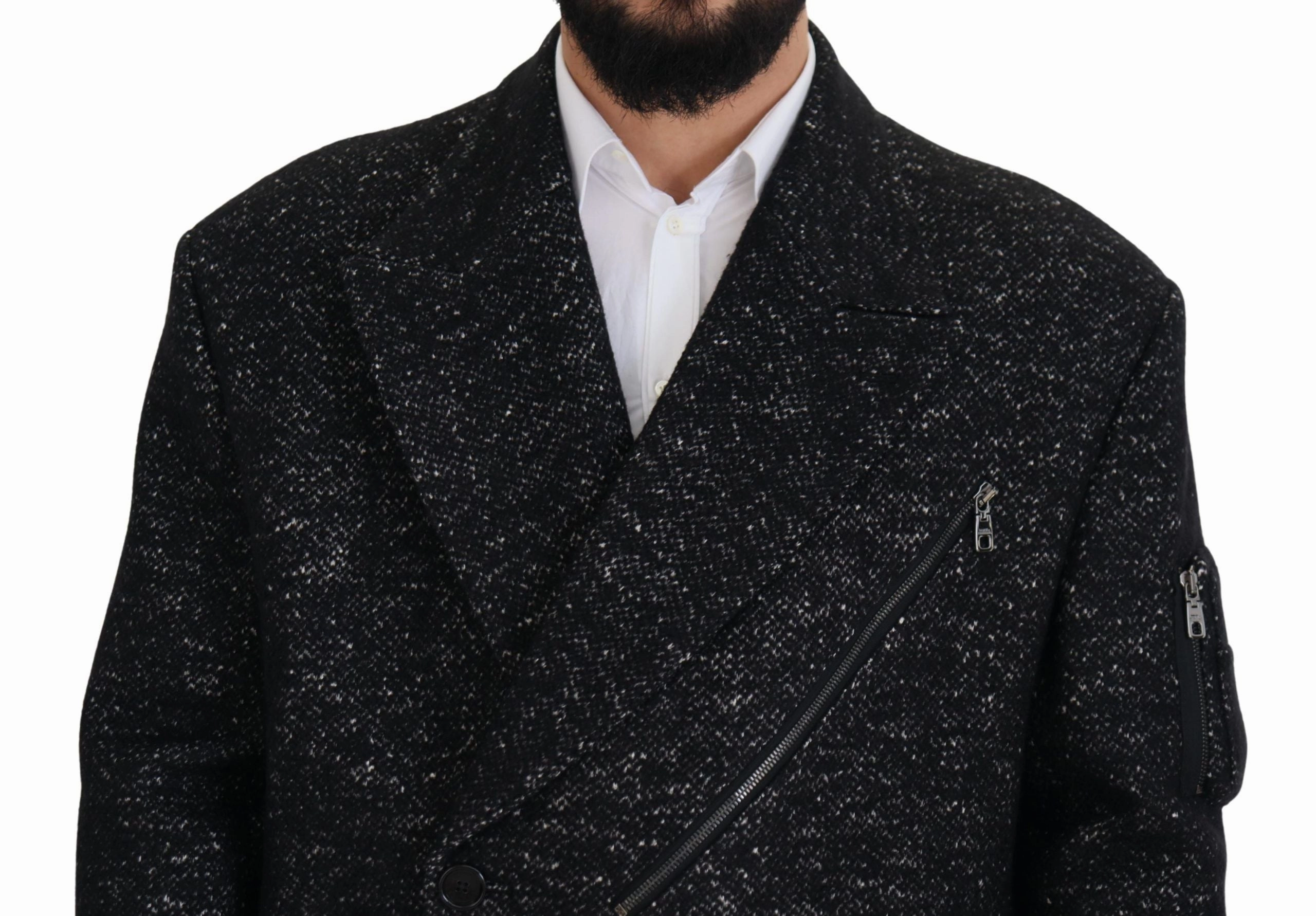 Black Wool Double Breasted Coat Men Jacket Wool Hooded Coats