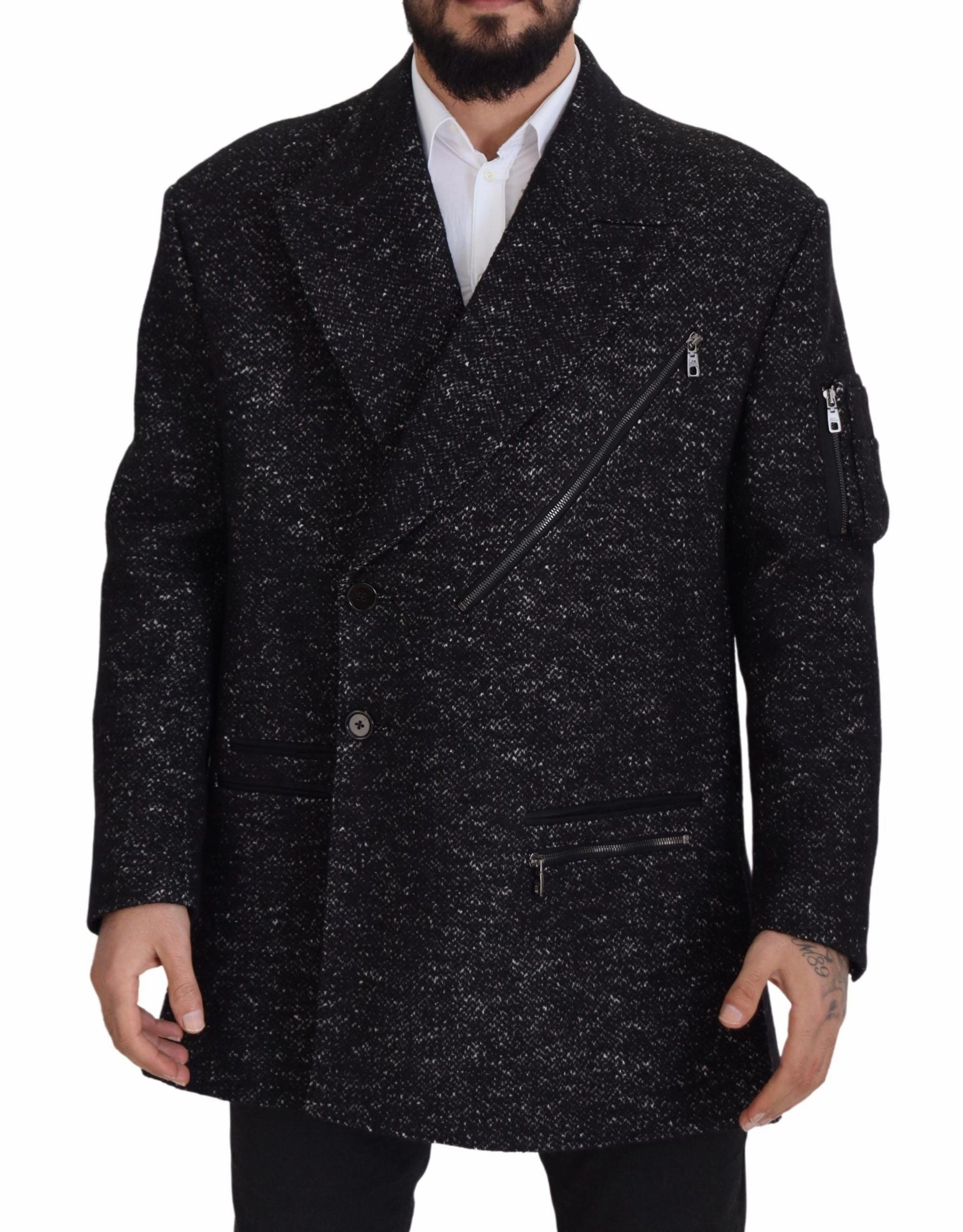 Black Wool Double Breasted Coat Men Jacket Best Short Trench Coats
