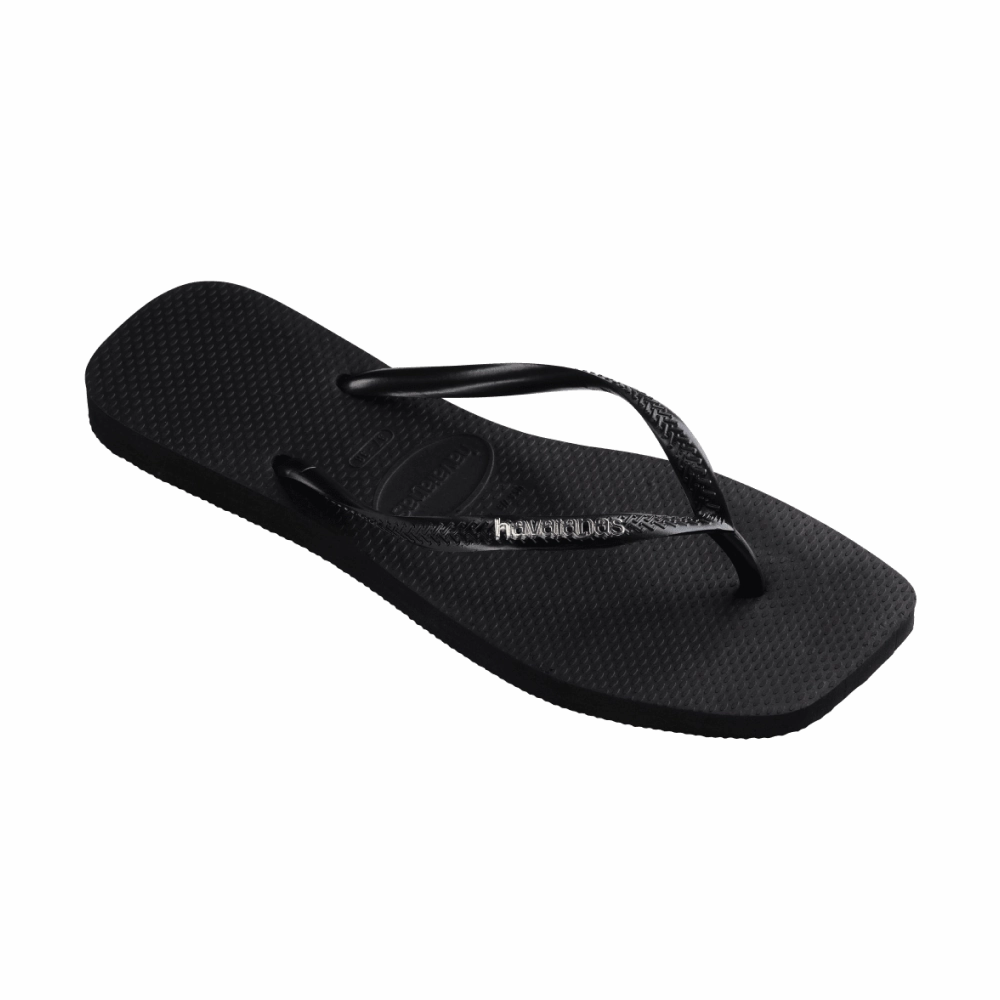 Slim Square Logo Metallic Flip Flops Bling Wedge Flip Flops