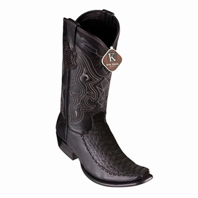 Men's King Exotic Python Boots With Deer Dubai Toe Handcrafted Black Suede Finish (479FN5705) Over The Knee High Boots Leather