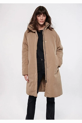 Blue Women's Stand Collar Brown Coats Warm Down Coats