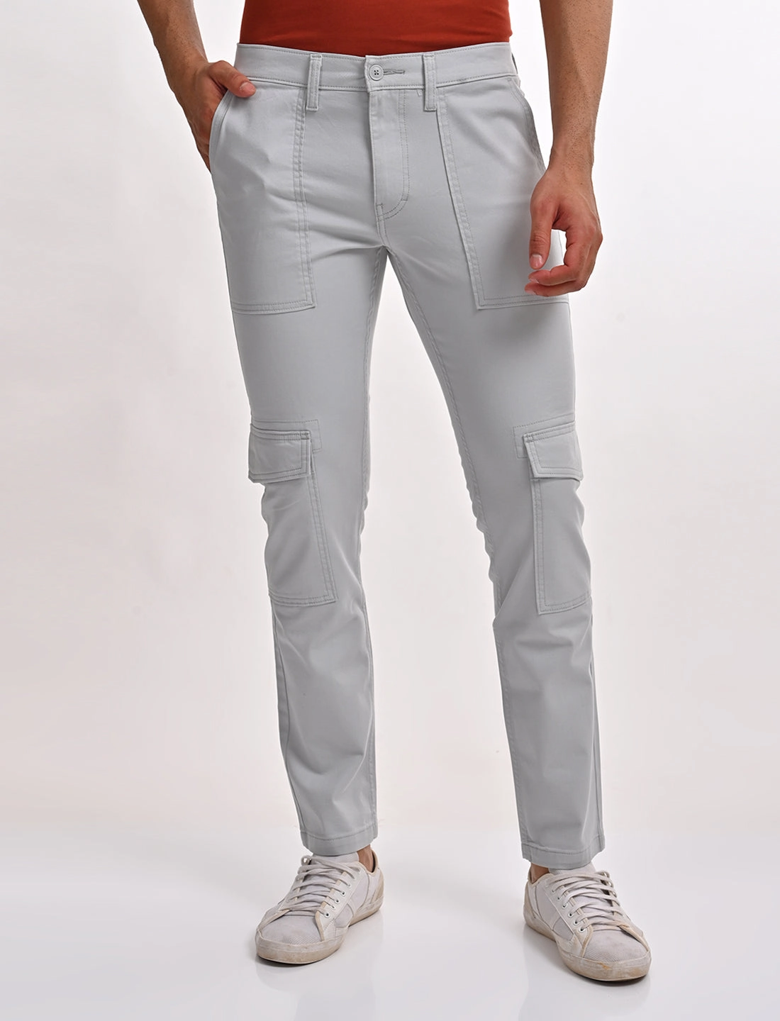 Men's 511 Slim Fit Light Grey Cargo Trousers Pro Club Cargo Pants