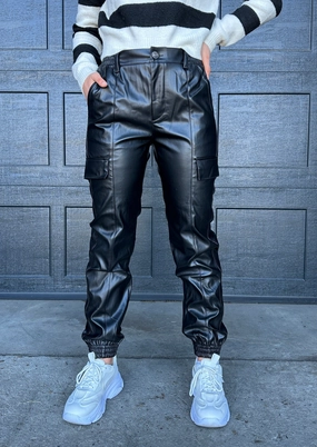 Into You Leather Cargo Joggers Black 38 X 28 Cargo Pants
