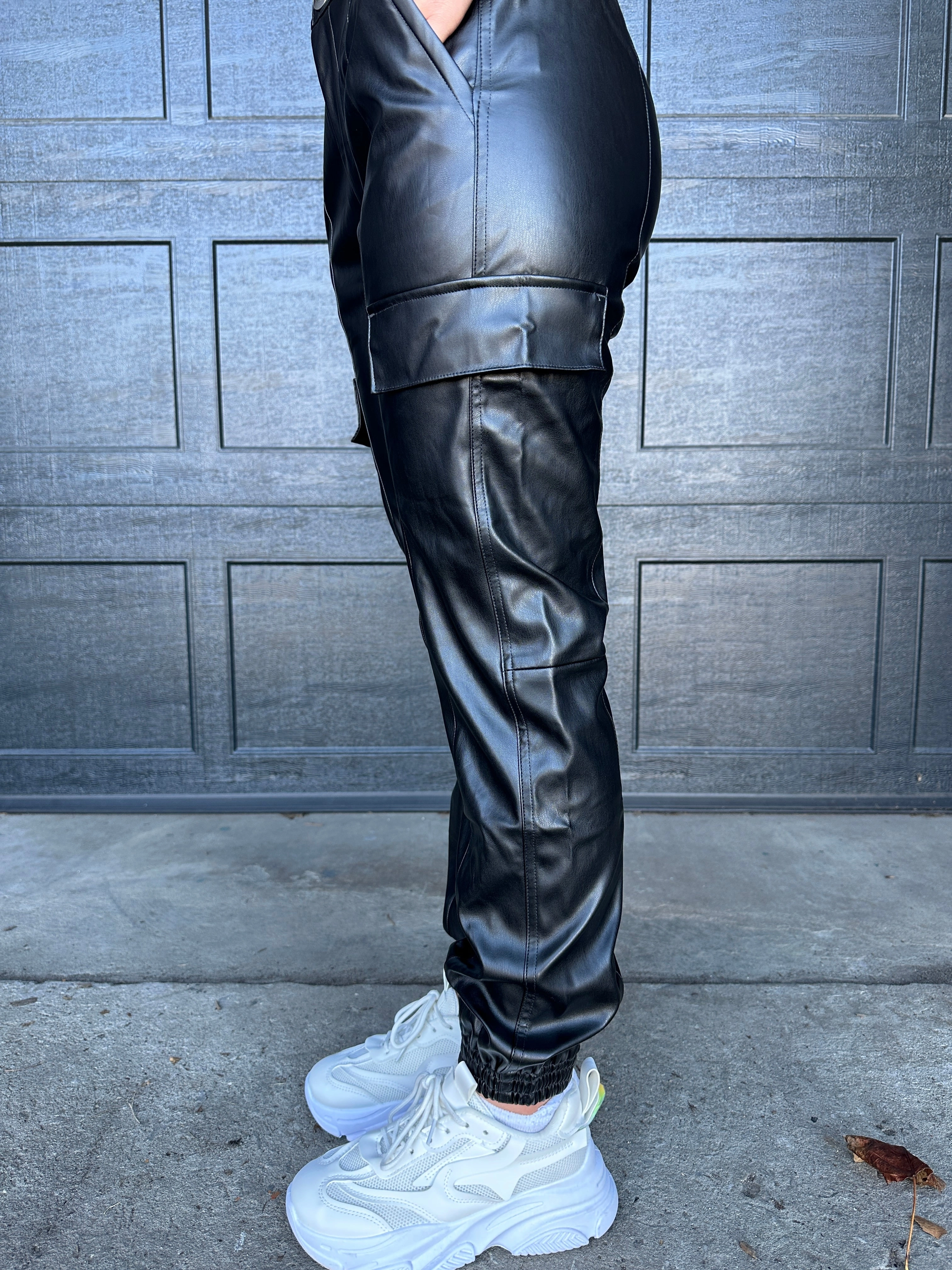 Nobo Cargo Pants Into You Leather Cargo Joggers Black
