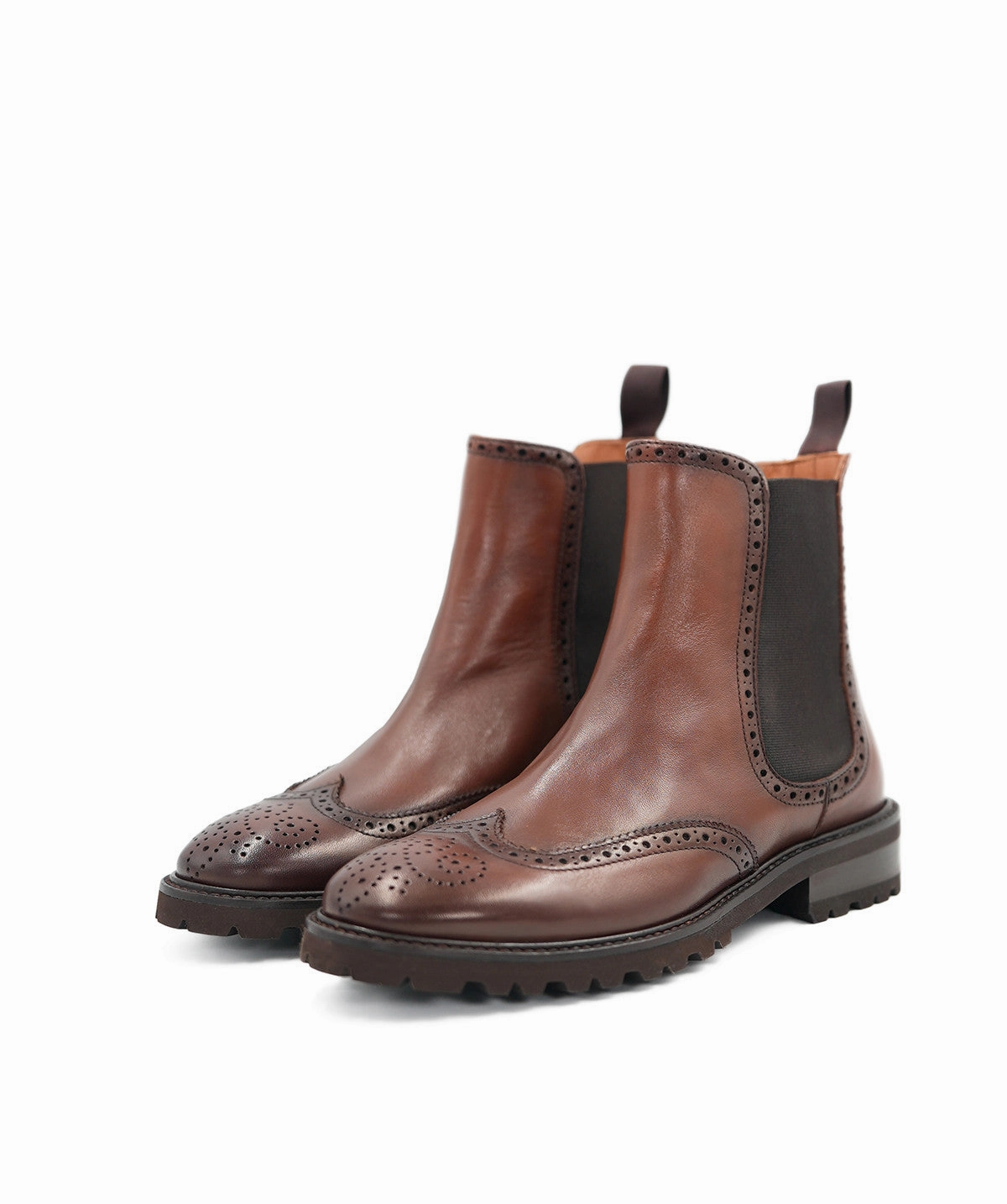 Boots CHARLIE Marron Glac Chunky Flat Chelsea Boots