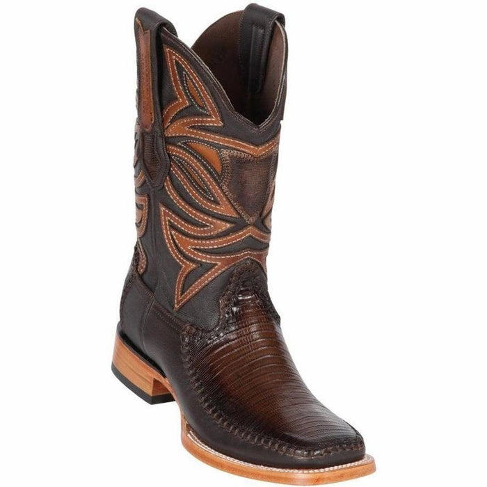 Botas de Armadillo Lizard con Venado Horma Ranchera Cuadrada LAB Old West Boots
