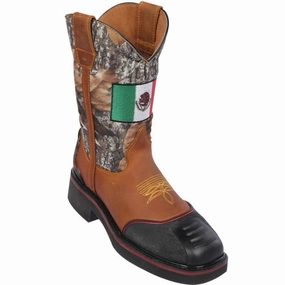 Botas de Trabajo Bandera de Mexico con Casco de Acero Disco Boots