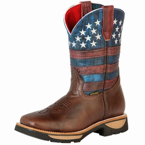 Botas de Trabajo de Cuero Horma Rodeo Color Cafe con Bandera USA GEN Best Winter Boots For Walking