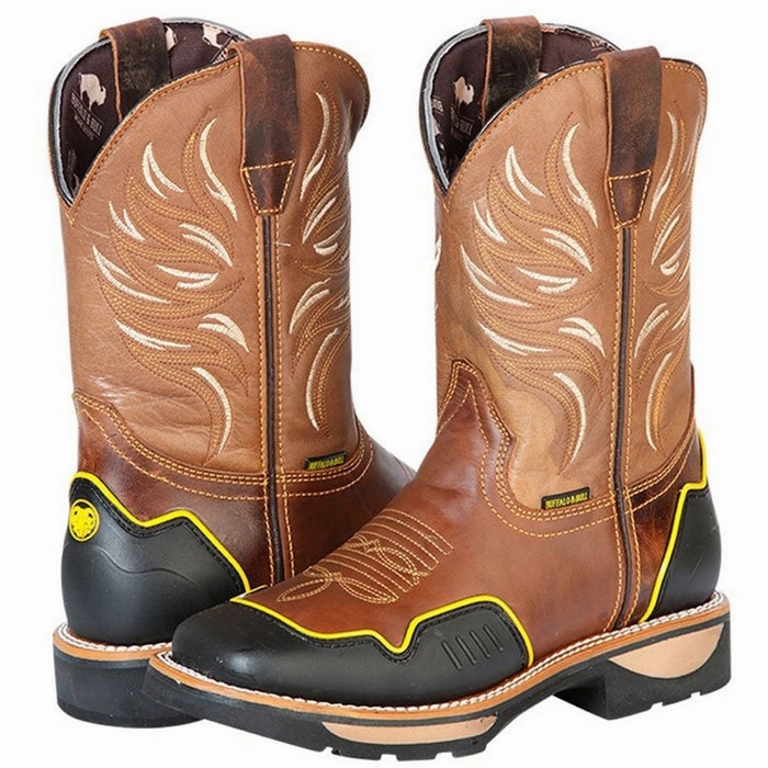 Botas de Trabajo de Cuero Horma Rodeo Color Tan con Proteccion GEN Target Boots