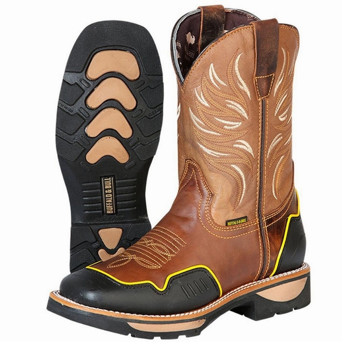 Botas de Trabajo de Cuero Horma Rodeo Color Tan con Proteccion GEN Steel Toe Boots