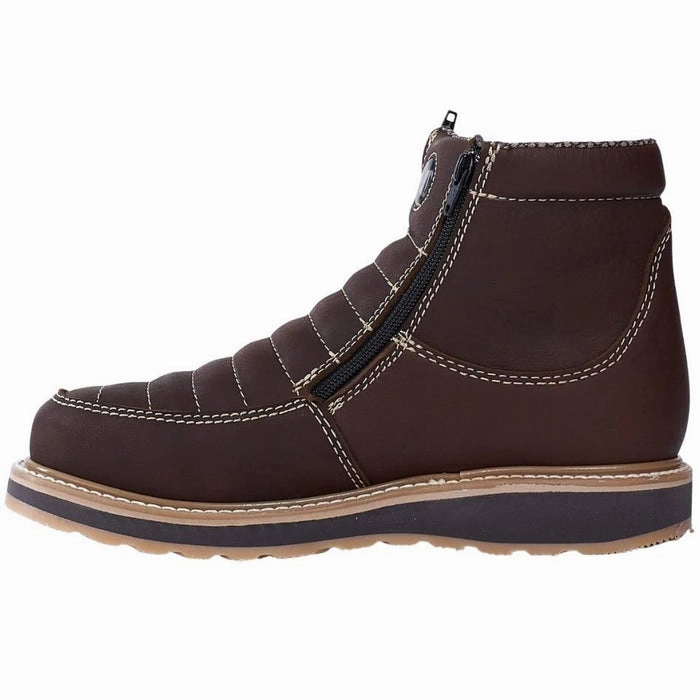 Tall Dress Boots Wide Calf Botines de Trabajo Hammer Doble Zipper Suela Doble Densidad Color Cafe