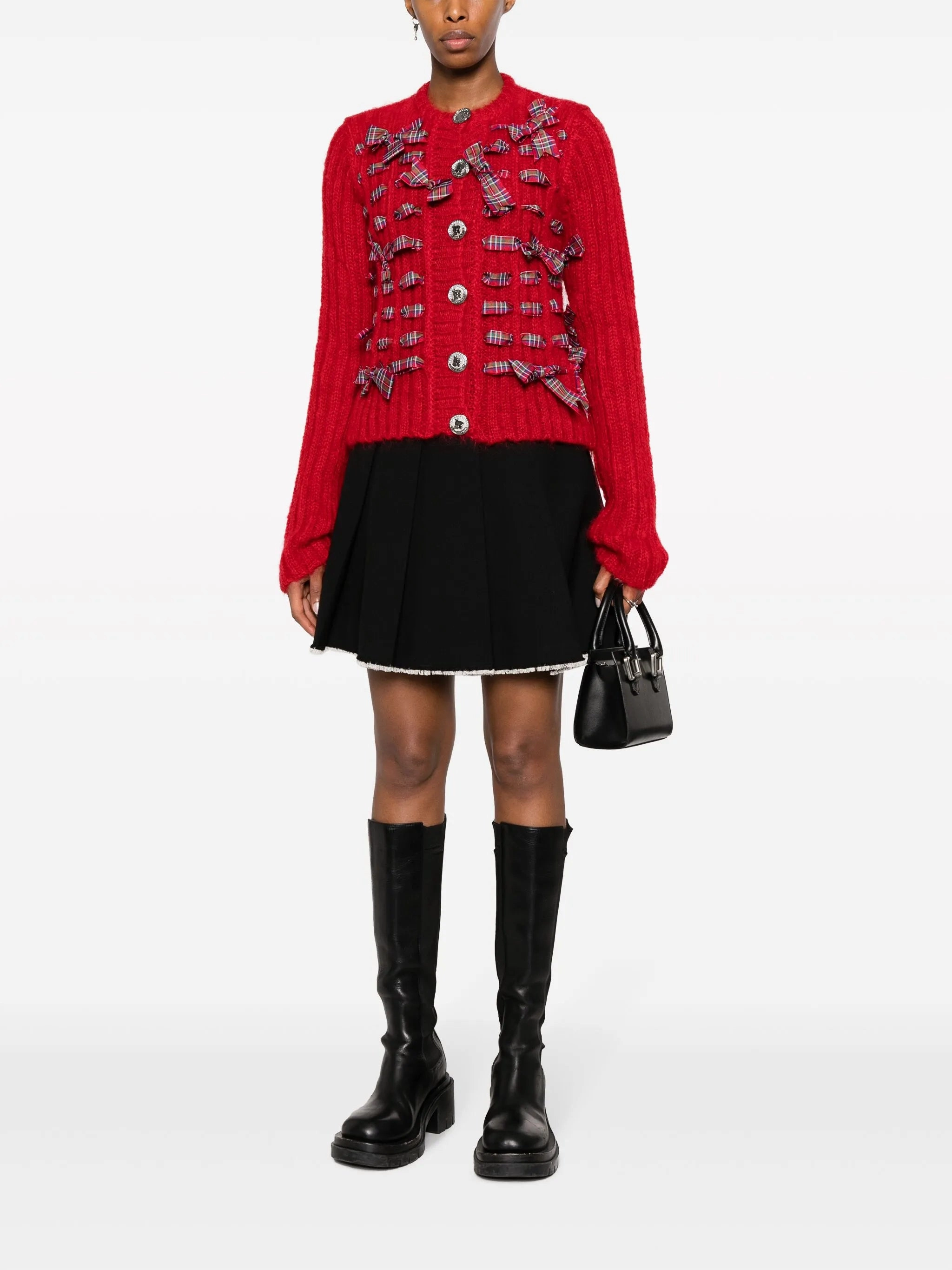 bow-detail ribbed-knit cardigan Eskimo Knitwear Pvt Ltd