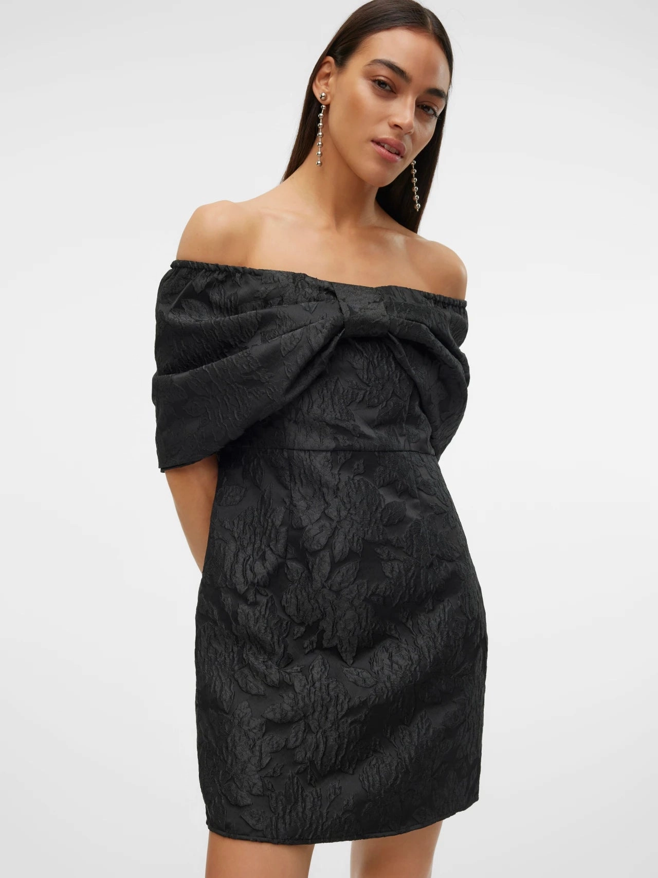 Elastic Mini Dress Bow Party Dress