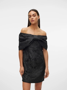 Ribbed Knit Crew Neck Bodycon Mini Dress Bow Party Dress