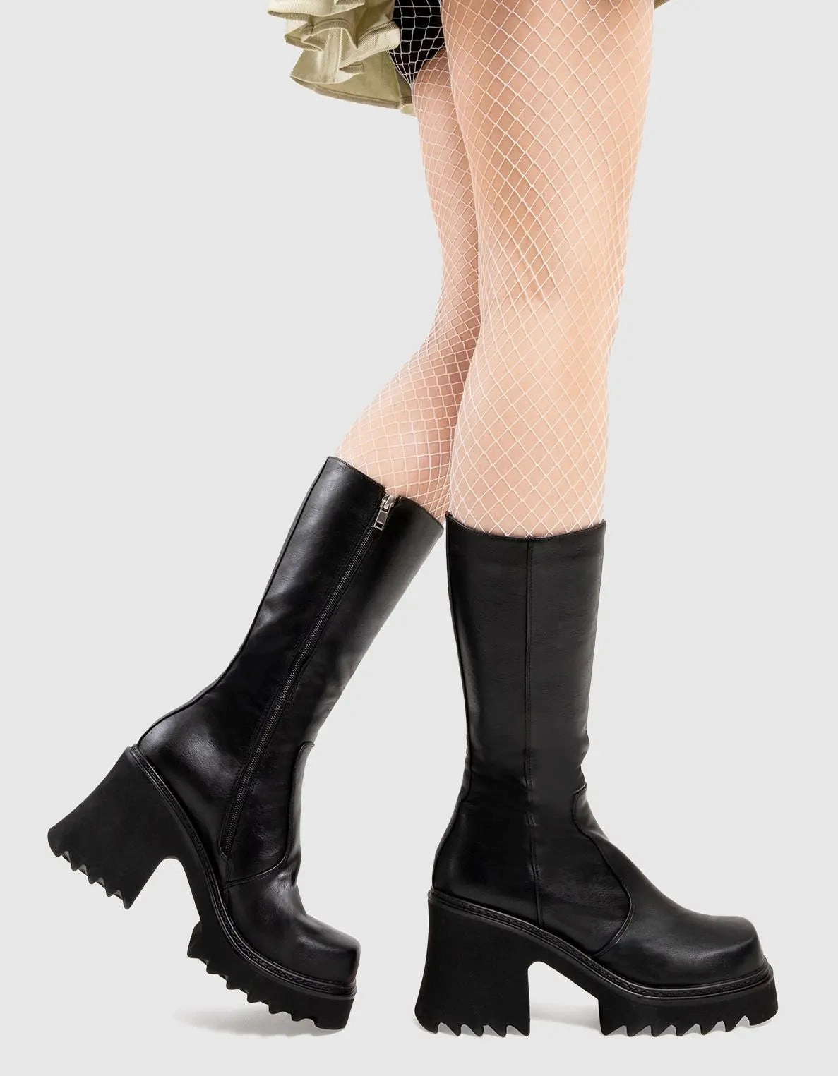 Mind Pool Chunky Platform Calf Boots Knight Boots