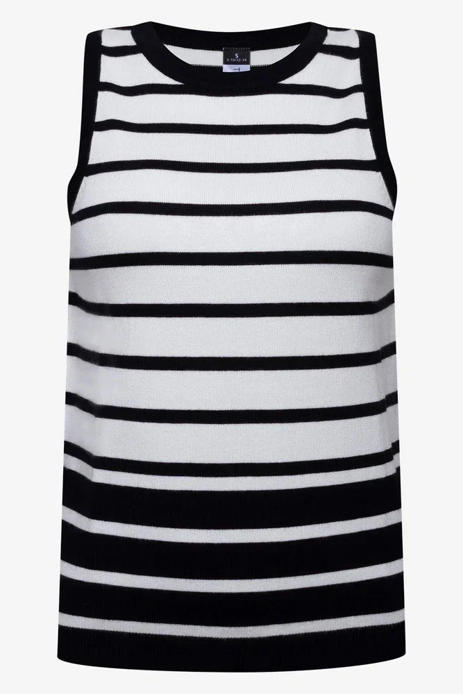 Saint Knitwear Uk Sleeveless Stripe Knitwear Black and White