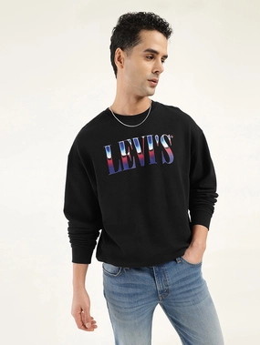 Men's Solid Black Crew Neck Sweatshirt Marine Corp Sweatshirts