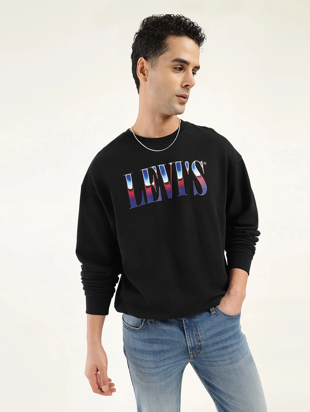 Quinnipiac Sweatshirts Men's Solid Black Crew Neck Sweatshirt