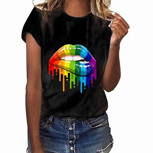 JAYCOSIN Women Tshirt 2019 Plus Size Lips Gesture Print Short Sleeve T-Shirt Women funny Tops T-shirts for women top female tops Iowa Hawkeye T Shirts