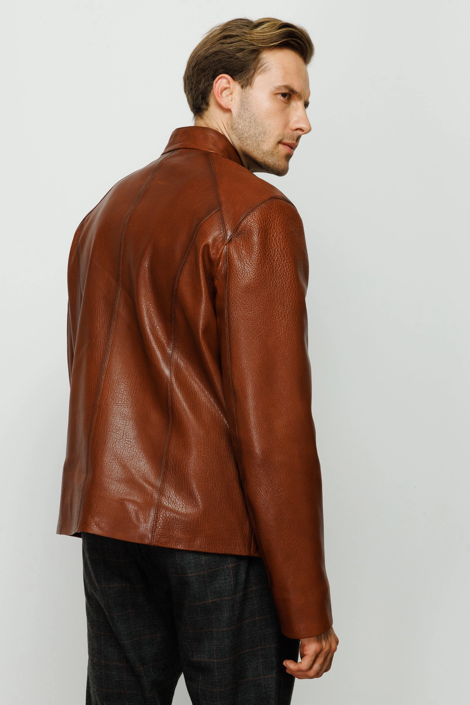The Blanchard Brown Leather Men Jacket Rain Jackets With Hoods